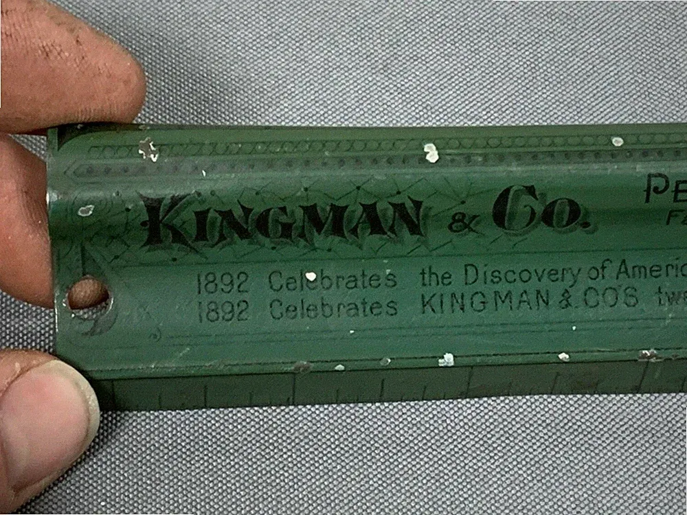 1892 KINGMAN & CO Farm Plow Wagon Binder Twine Bicycle METAL RULER Kansas City