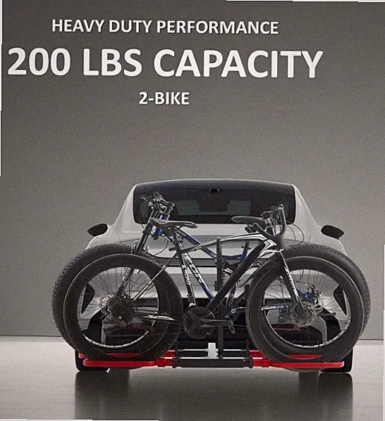 2-Bike Rack Hitch Mount, Fits E-Bikes, Fat Tires up to 5.5", 200Lbs