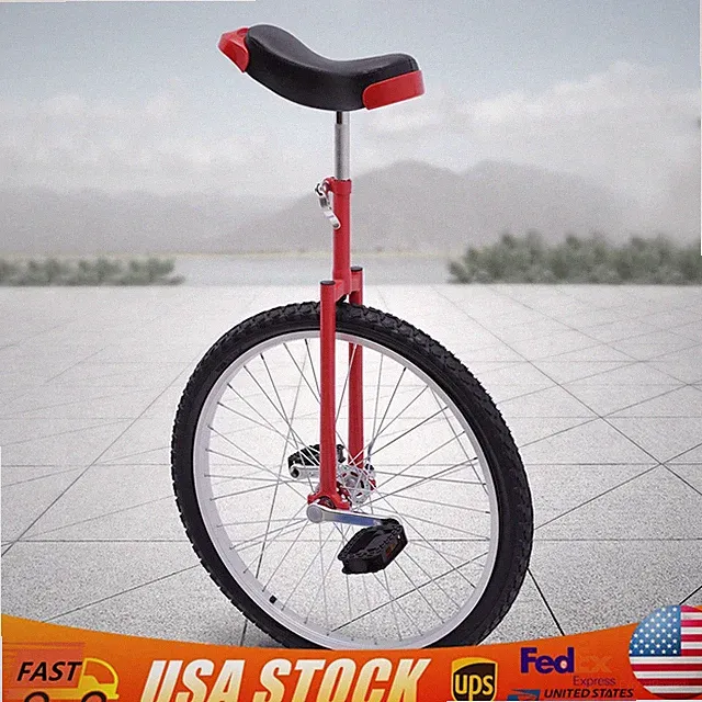 24inch Unicycle with Thickened Steel Pipe Adjustable Seat Sports Wheel Unicycle