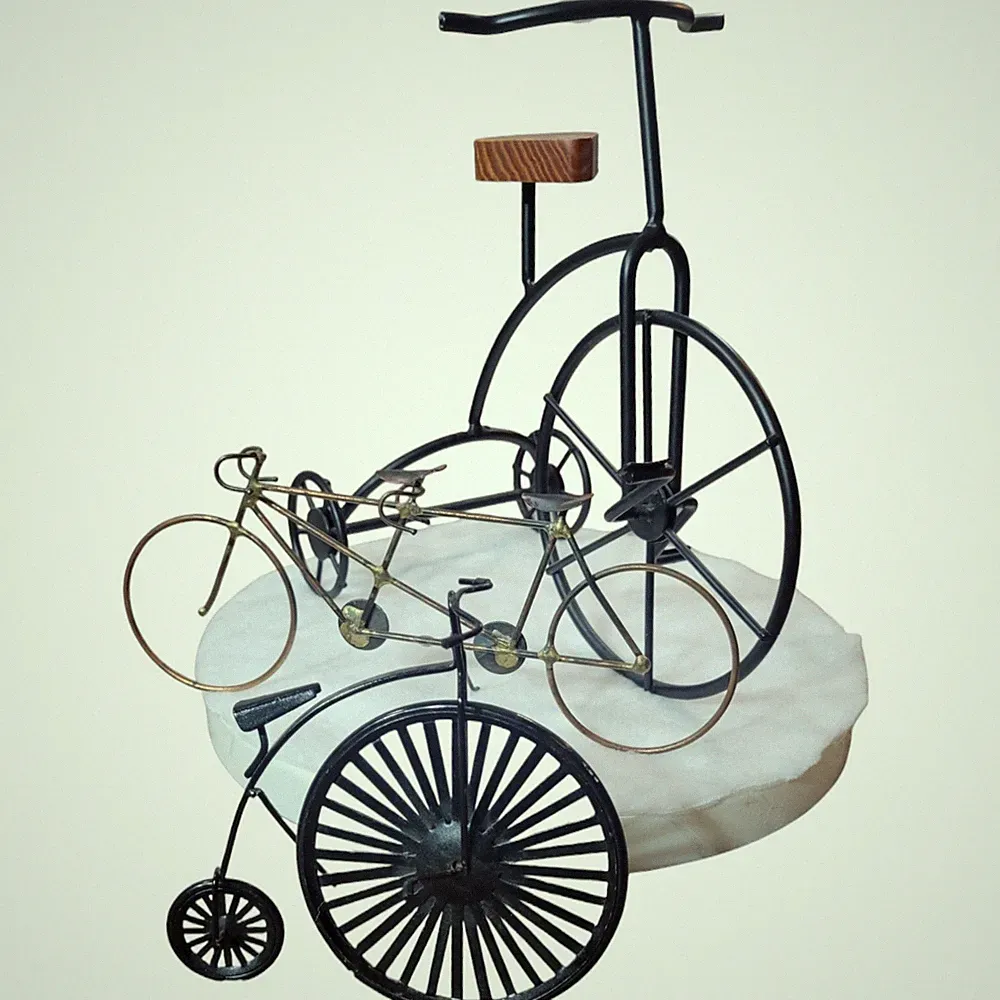 3 Metal Big Wheel Tricycle And Double Seated Bicycle Home Decor