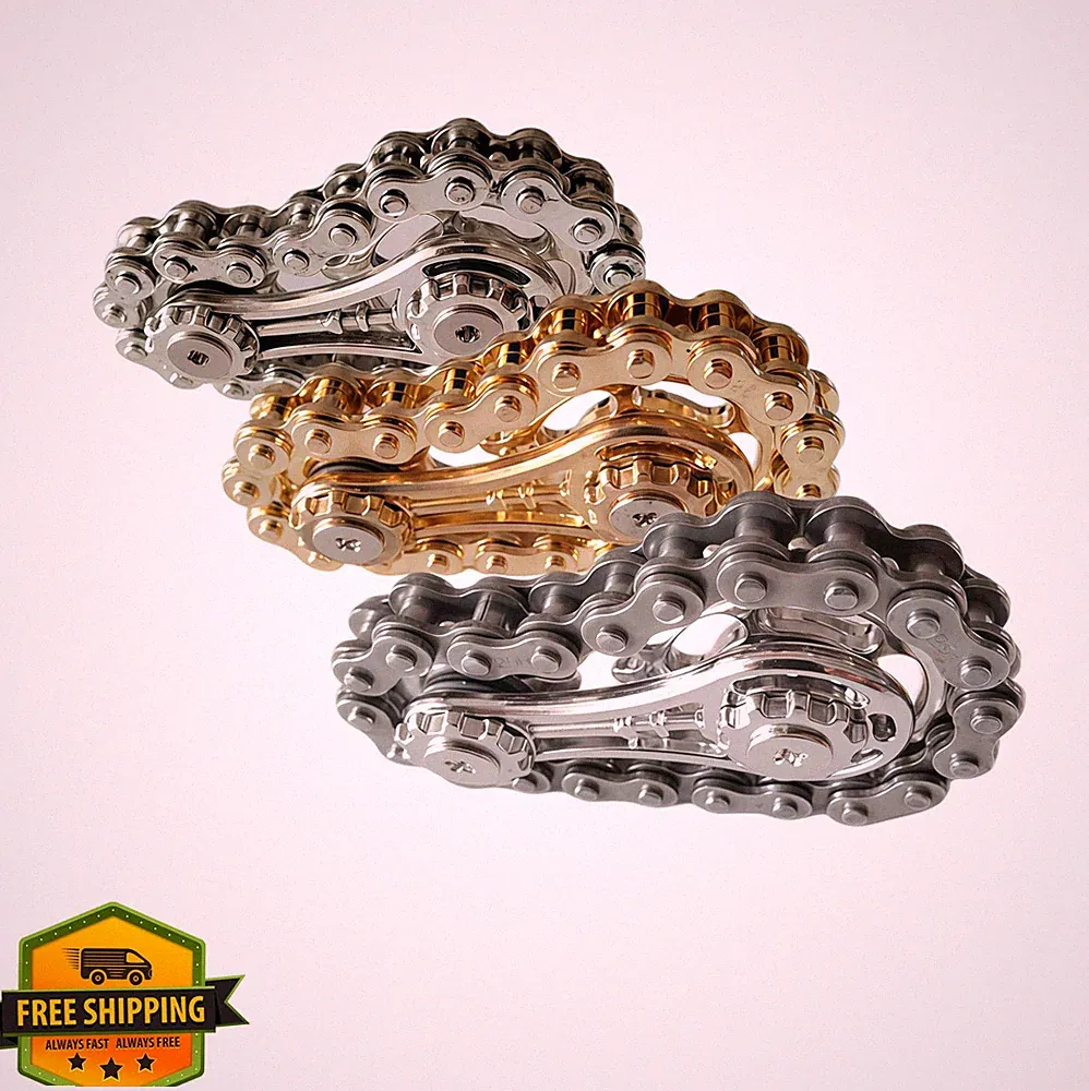 3pc Adult Metal Fidget Spinners Bicycle Chain Gear Anti-Anxiety