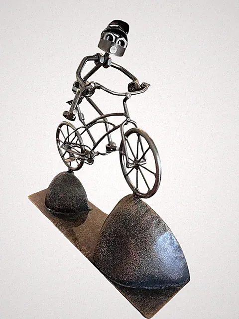 Bicycle Cyclist Nuts & Bolts Metal Sculpture BMX Bike Mountain Bike