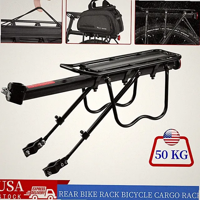 Bicycle Mountain Bike Rear Rack Seat Post Mount Pannier Luggage Carrier Metallic