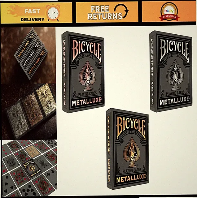 Bicycle Playing Card Decks 3 Pack Bundle - Gold, Silver, Rose Gold - Metal Luxe