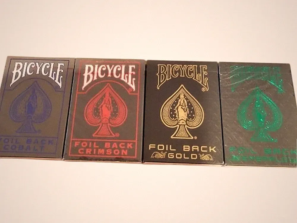 Bicycle Playing Card Metal Luxe V2 Luxury Foil Deck Crimson Gold Emerald Cobalt