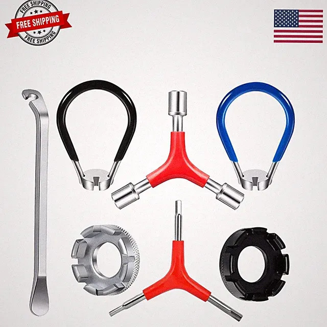 Bike Spoke Wrench, Portable Bicycle Spoke Tool Kit Includes 8 Way Bike Rim Tr...