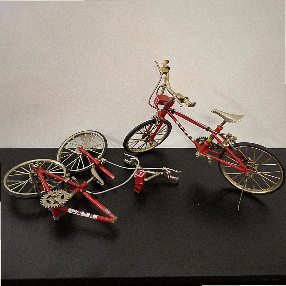 BM-X Miniature BMX Bicycle 1/6 scale Metal Model Red Rainbow Chrome 9”