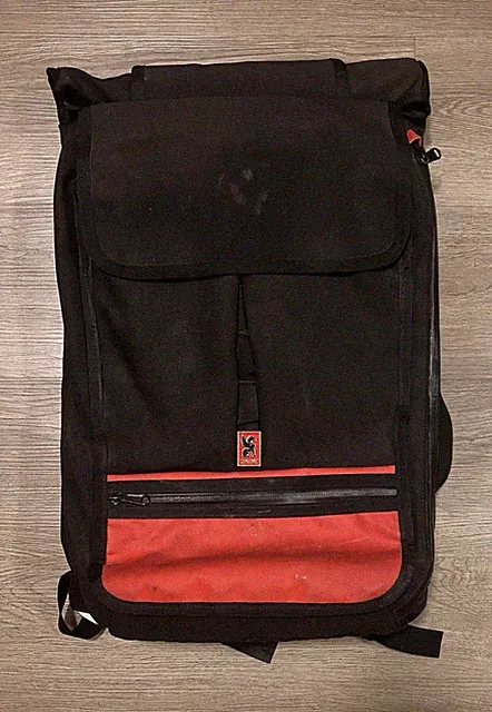Chrome Backpack Nylon Rubber Waterproof Bike Bicycle Messenger Roll Top Bag