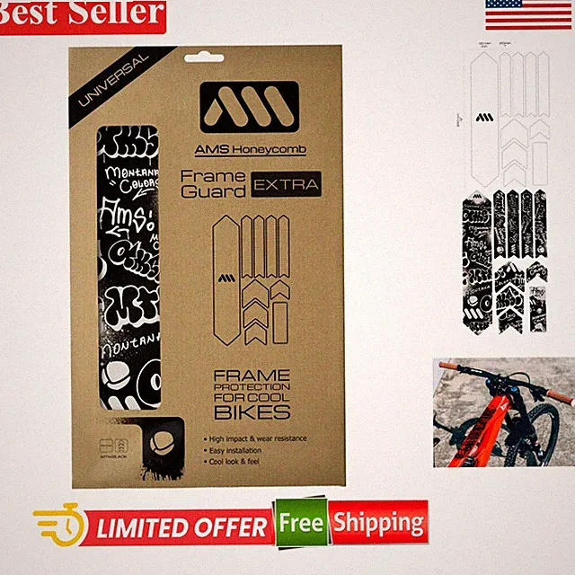 Durable 10-Piece Bike Frame Protection Set - Honeycomb PVC, For All MTB Styles