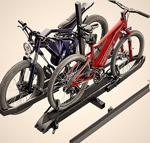 Ebike Rack w/Ramp Foldable Hitch Bike Rack 2 Fat Tire 300lbs Carrier SUV