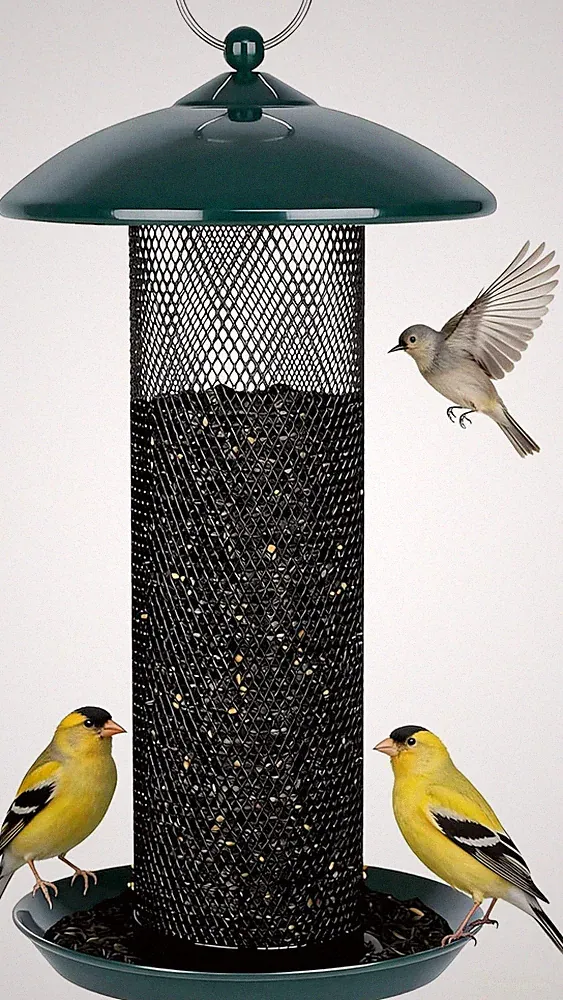 Finch Bird Feeders for Outdoors 2.5 LB Capacity Squirrel Proof Metal Mesh Tube B