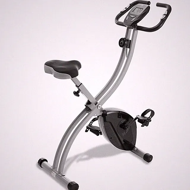 Folding Stationary Upright Indoor Cycling Exercise Bike with LCD Monitor