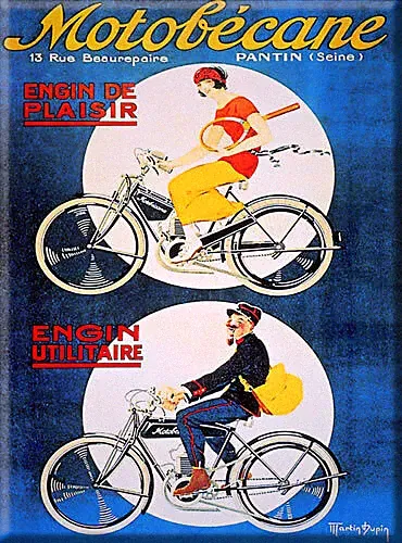 French Advertising Sign - Motobecane Motorized Bicycle Hybrid French Post Office