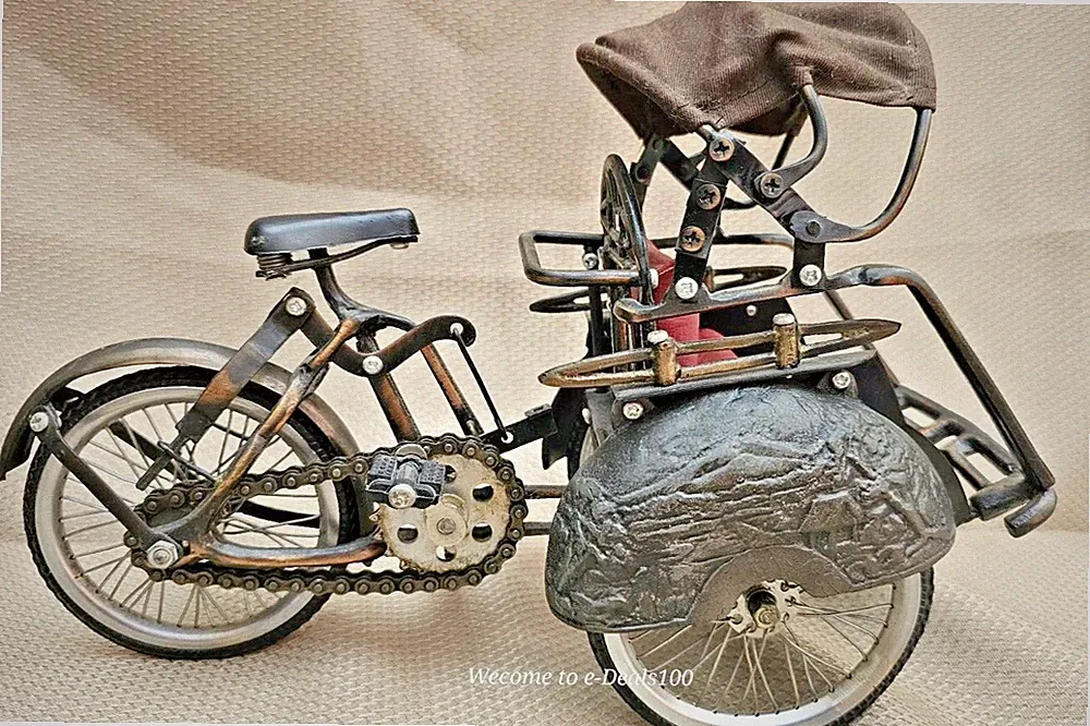 Indonesia Metal Tricycle Bike Taxi Cab Black Collectible