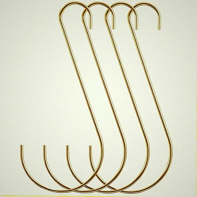 Large S Hooks for Hanging Plants, 4 PCS Bird Feeder Hook Gold Metal Tree Bran...