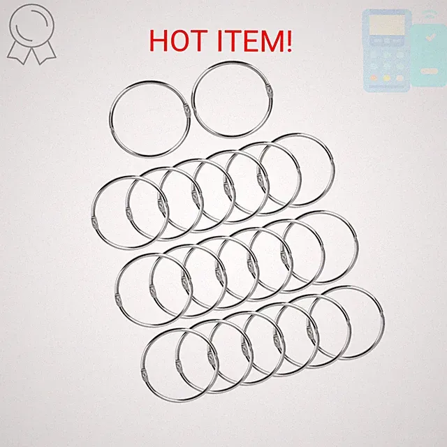 Loose Leaf Binder Rings Office Book Ring Clips 2 inch (20 Pack) for Index Cards