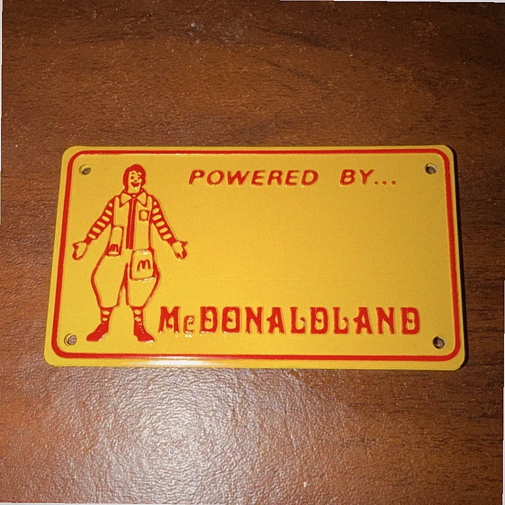 McDonald's McDonaldland metal bicycle license plate Promotional Plaque