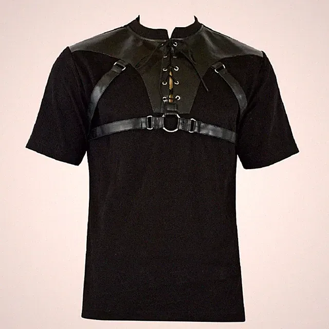 Men's Gothic Goth Rock Metal Black T-Shirt Top Steampunk Casual Clothing