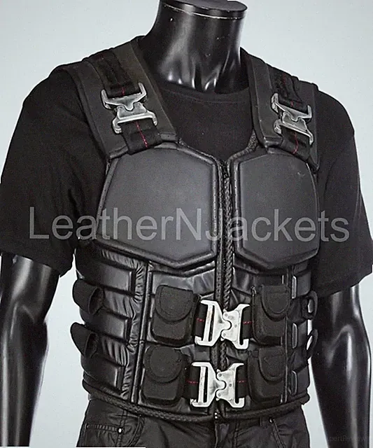 Mens Blade Wesley Snipes Trinity Cosplay Tactical Black Leather Vest Costume
