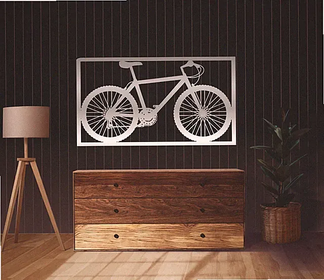 Metal Bike Wall Art, Metal Bike Decor, Framed Bike Wall Art, Livingroom Decor