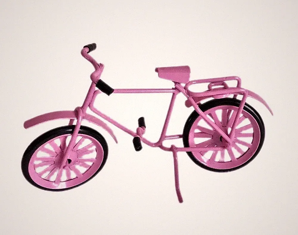 Miniature Dollhouse Fairy Garden Pink Metal Bicycle - Buy 3 Save $5