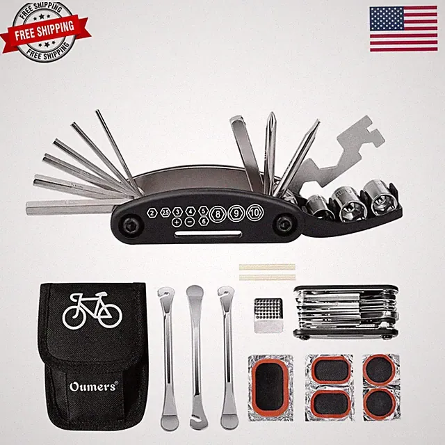 Multi-Function Bike Cycling Mechanic Repair Kit with 3pc Tire Lever 5pc Tyre...