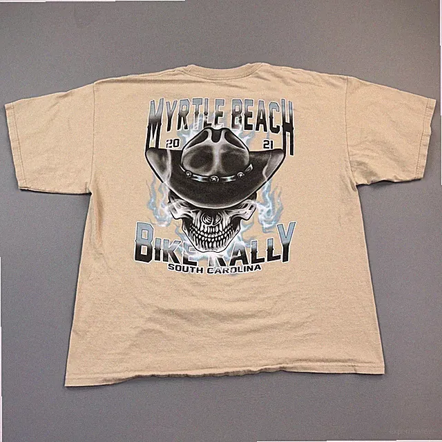 Myrtle Beach Bike Rally Shirt Mens XL Smoking Skull Biker Motorcycle Graphic