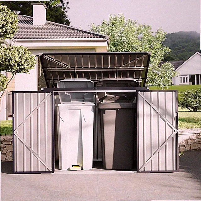 Outdoor Trash Can Storage 76 Cu.Ft Garbage Bike Storage Shed Horizontal Storage