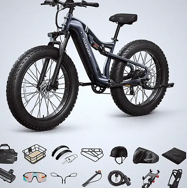 PUCKIPUPPY 1350W Electric Bike 26" Fat Tire Full Suspension Electric Bicycle