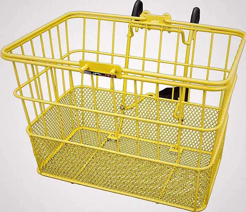 Sunlite Bicycle Front Basket Mesh Lift Off Carrier YELLOW Cruiser Commuter Bike