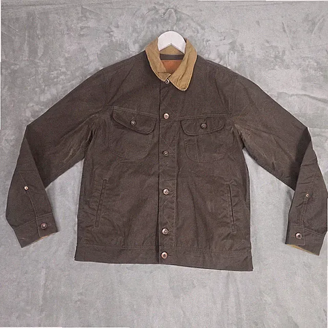 Taylor Stitch Men’s Waxed Jacket Long Haul Tobacco Brown 40 Corduroy Collar