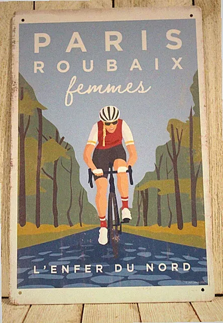 Tour de France Tin Sign Vintage Look Bike Race Racing Cycling Paris Roubaix