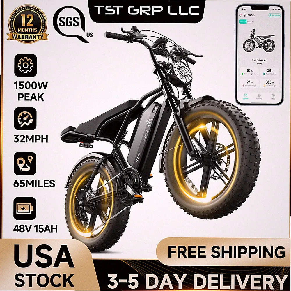 TST 1500W Peak E-Mountain bike 48V 15AH 20'' Tires Adults Electric Dirt Bike US