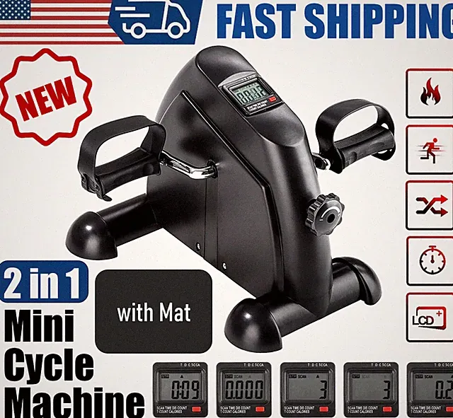 Under Desk Bike Pedal Exerciser Arm/Leg Exercise Portable Mini Bike LCD Display