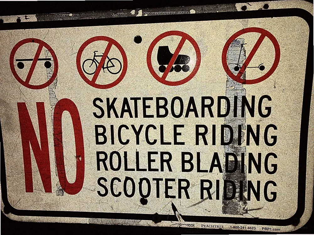 Vintage Metal City Sign No Skateboarding, Bicycle Riding, No Roller,No Scooters