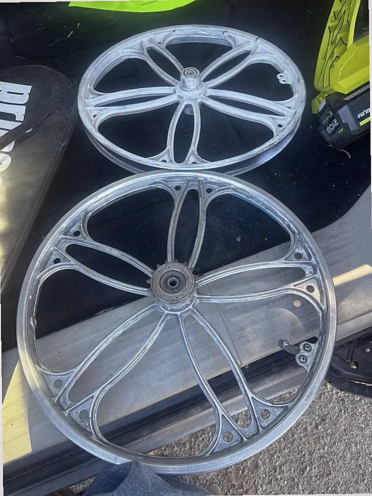Vintage Mongoose 20" Bicycle Mag Wheel Set BMX Bike Tri Diamond Aluminum Metal