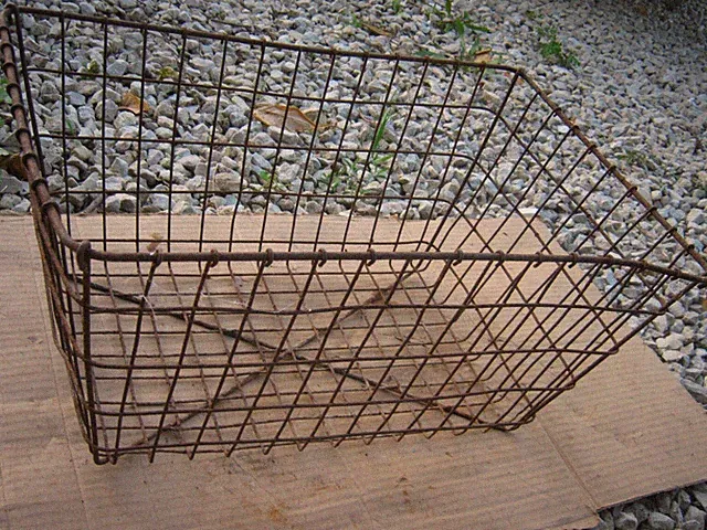 Vintage Rusty Rustic Metal Wire Basket Bicycle Basket Tray 19" X 10" X 12.5"