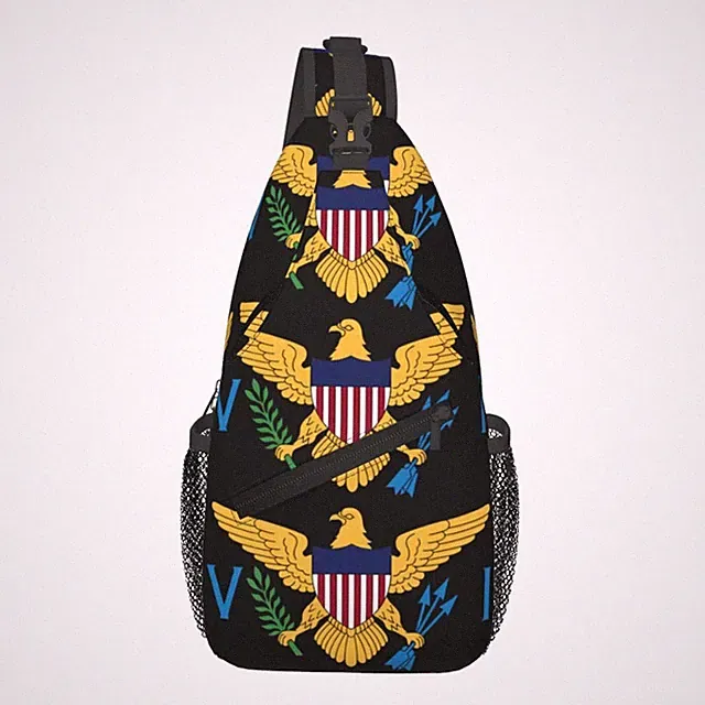 Virgin Islands Flags Eagle Sling Bag Casual Crossbody Bag Sports Shoulder Bac...